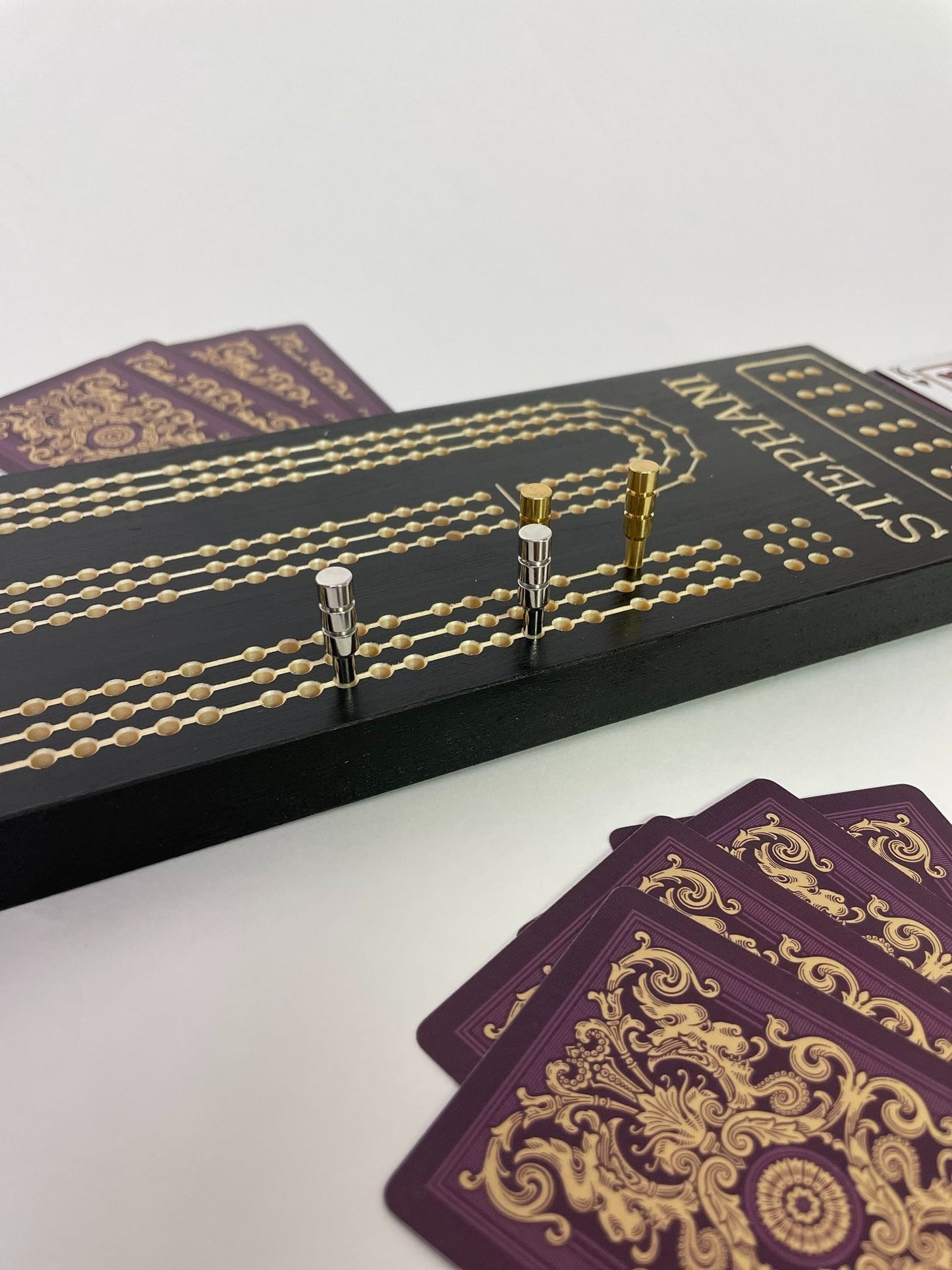 Premium Black & Maple Cribbage Board