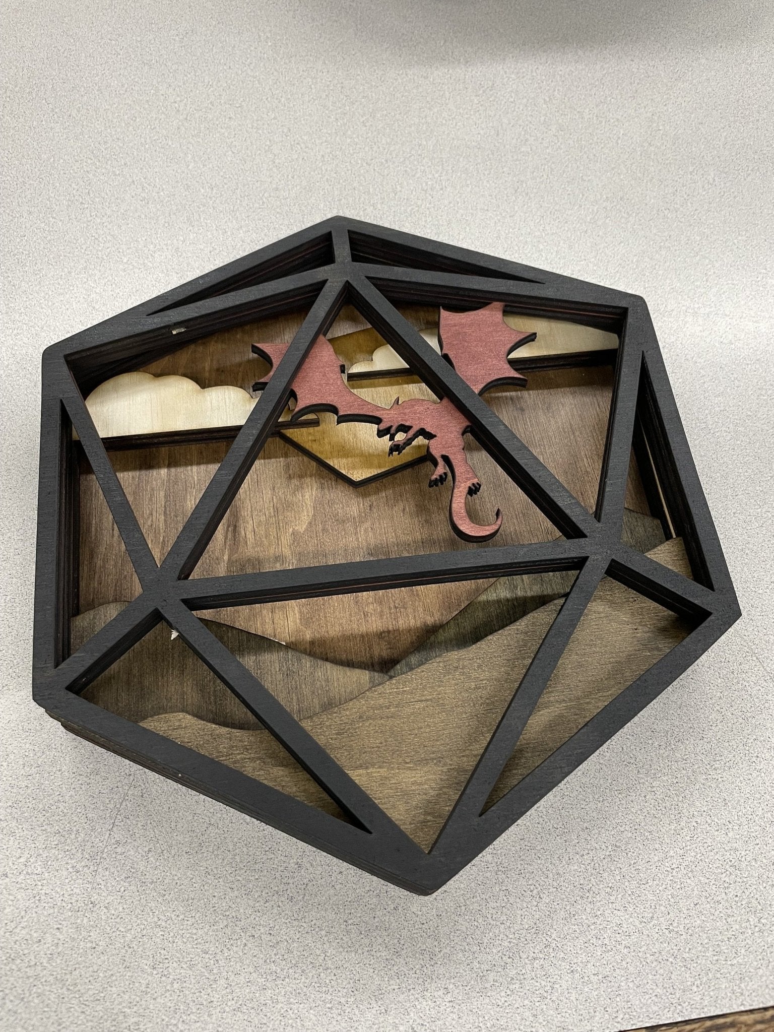 Dragon's Flight - D20 Wooden Wall Art