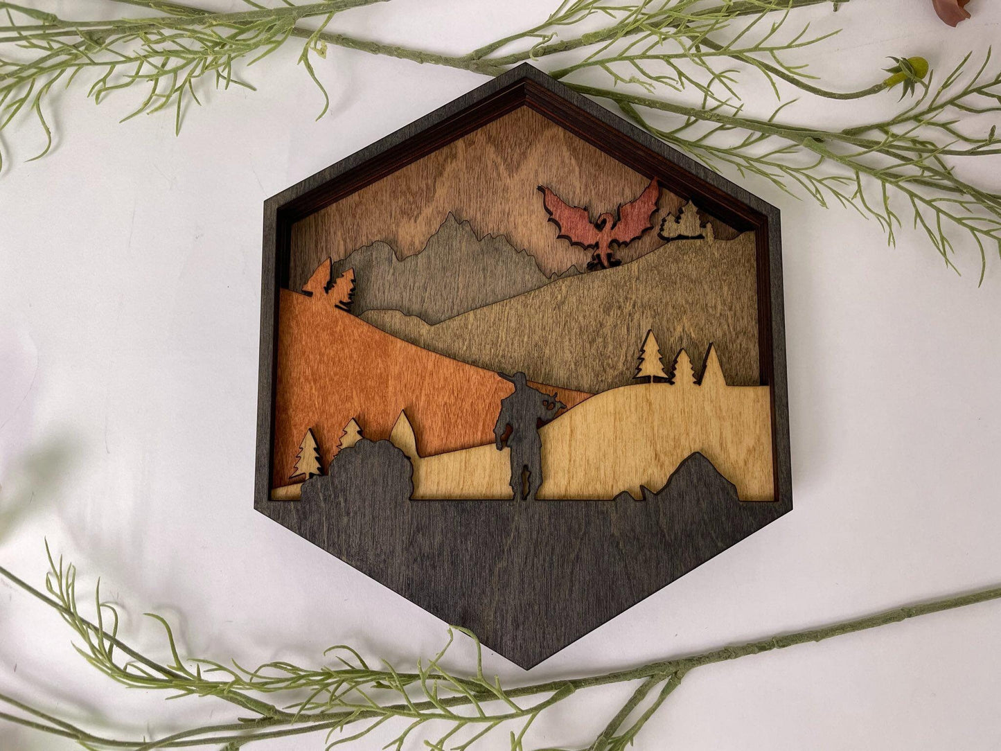 The Last Goodbye - Stained Wooden Art of a Warrior's Lonely Destiny - D20 Wooden Wall Art for Dungeons and Dragons Enthusiasts