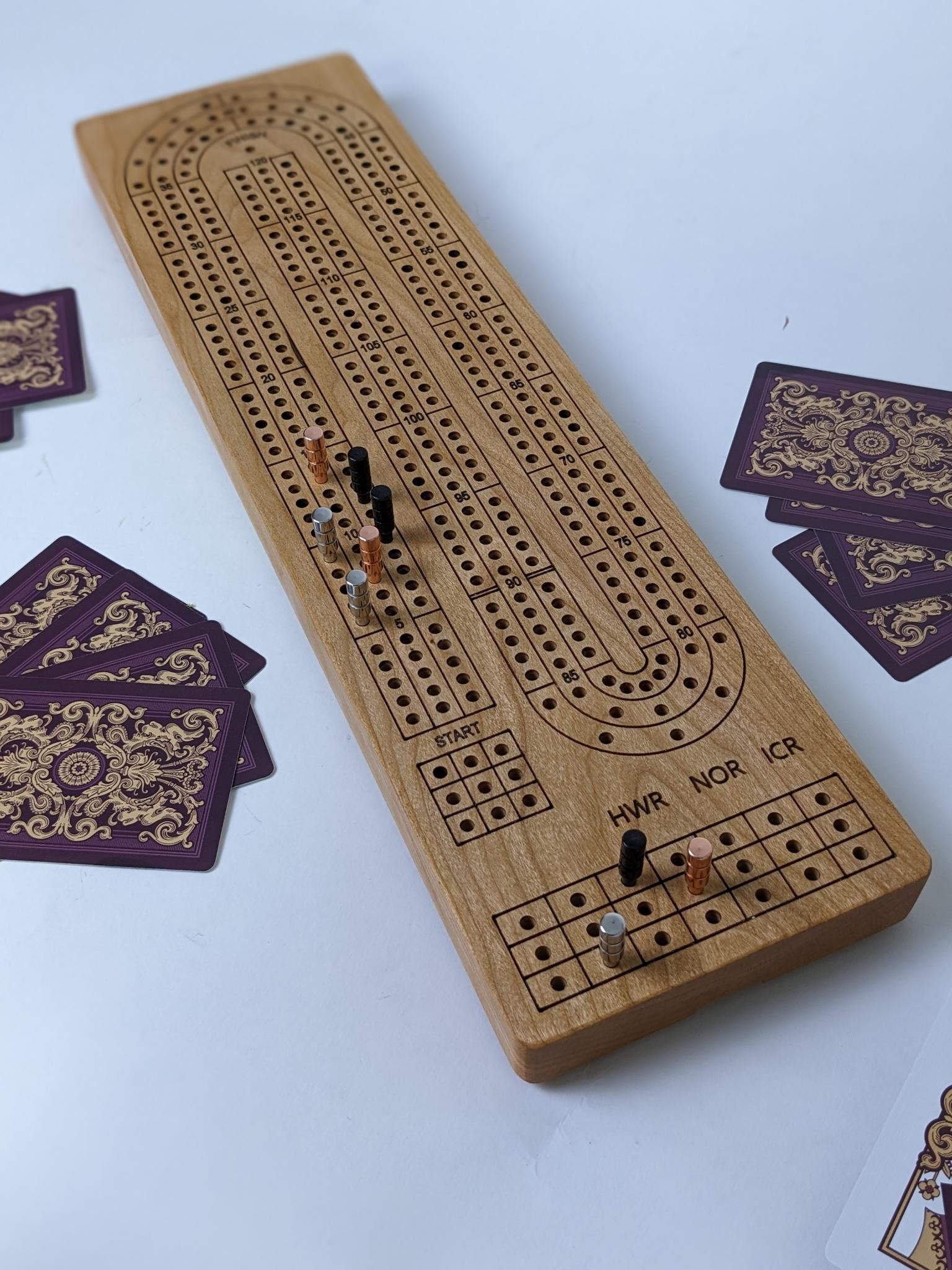 Handmade Cribbage Board - Engraved Track