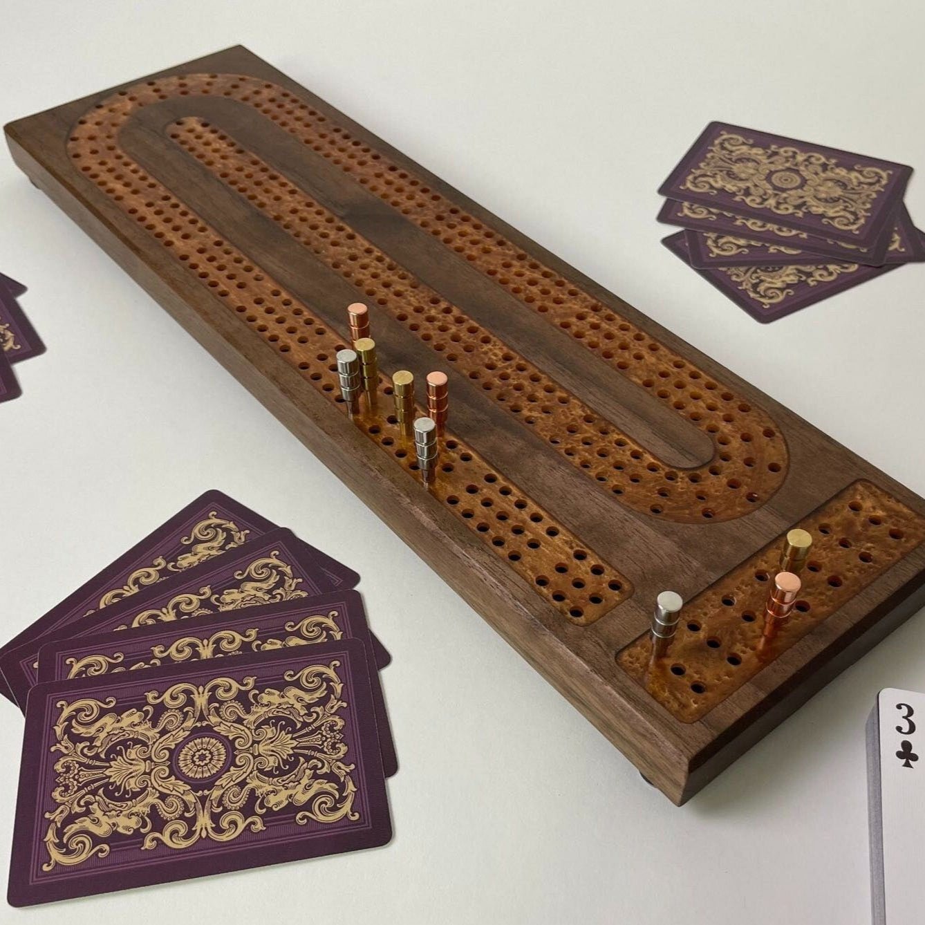 Premium Cribbage Board - Copper Resin Track Inlay