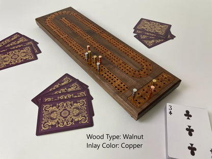 Premium Cribbage Board - Copper Resin Track Inlay