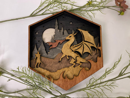 Dragon's Tale: D20 Wooden Wall Art