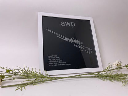 Counter-Strike Armory - Weapons Cache - AWP - Framed Etched Glass Wall Decor