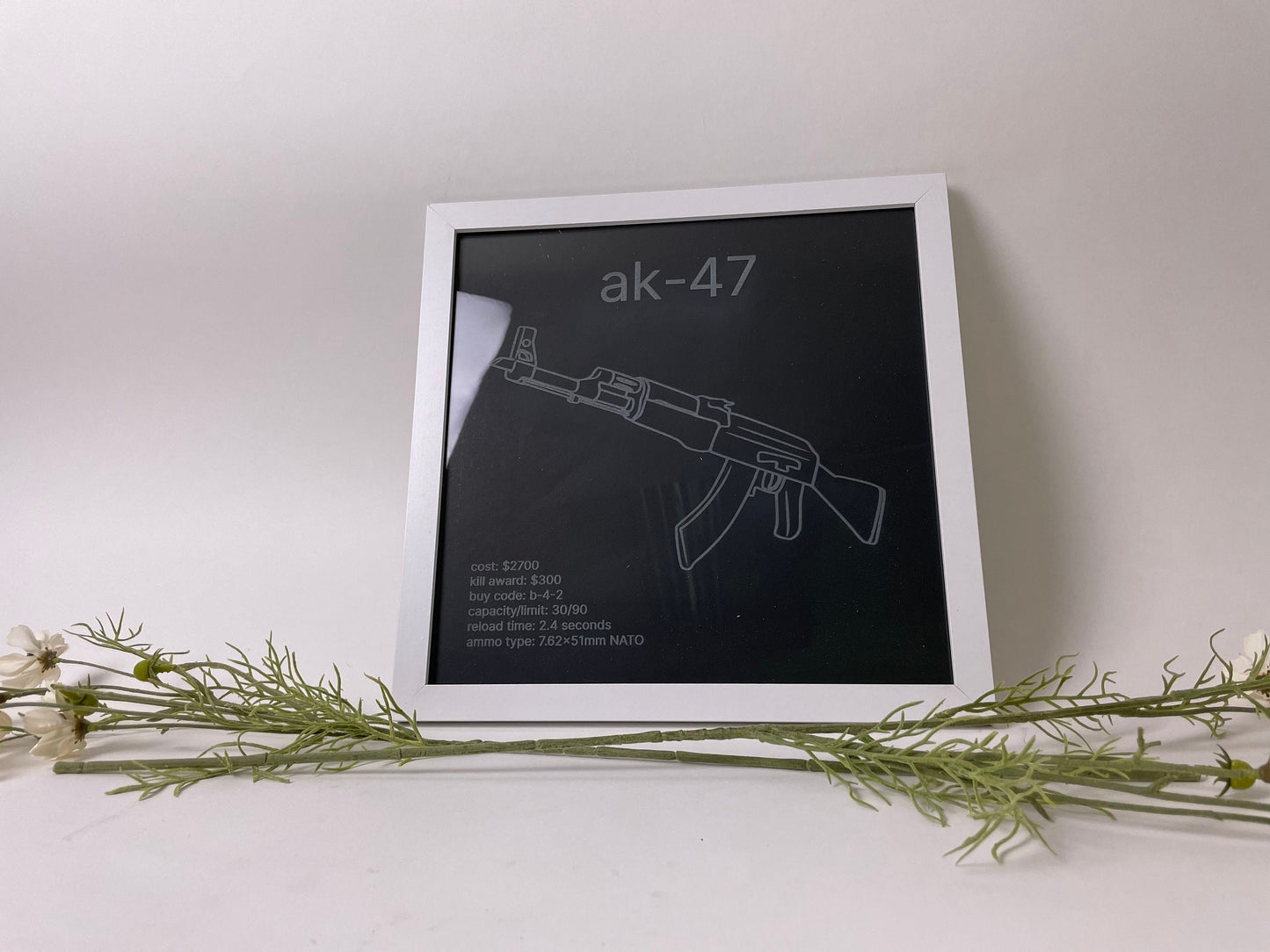 Counter-Strike Armory Weapons Cache, AK-47, Framed Etched Glass Wall Decor