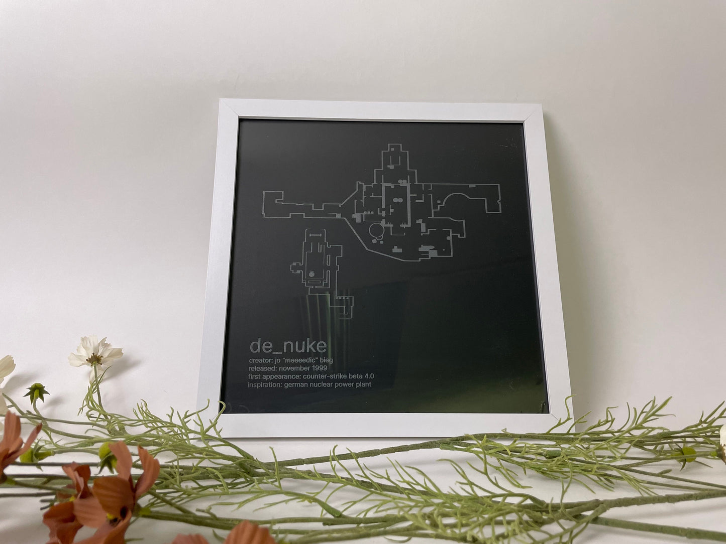 Counter-Strike Cartography - De_Nuke - Framed Etched Glass Wall Decor