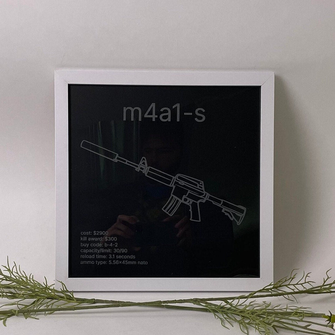 Counter-Strike Armory, M4A1-S, Framed Etched Glass Wall Decor