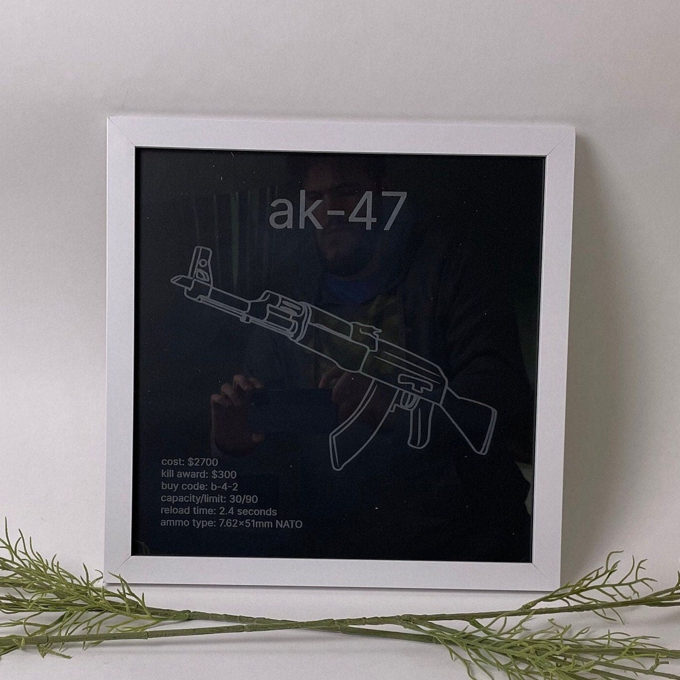 Counter-Strike Armory Weapons Cache, AK-47, Framed Etched Glass Wall Decor