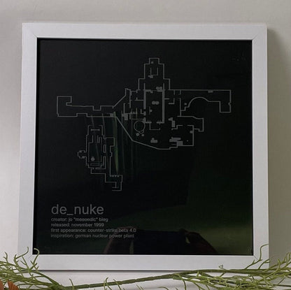 Counter-Strike Cartography - De_Nuke - Framed Etched Glass Wall Decor