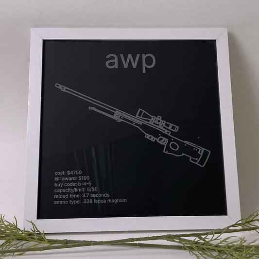 Counter-Strike Armory - Weapons Cache - AWP - Framed Etched Glass Wall Decor