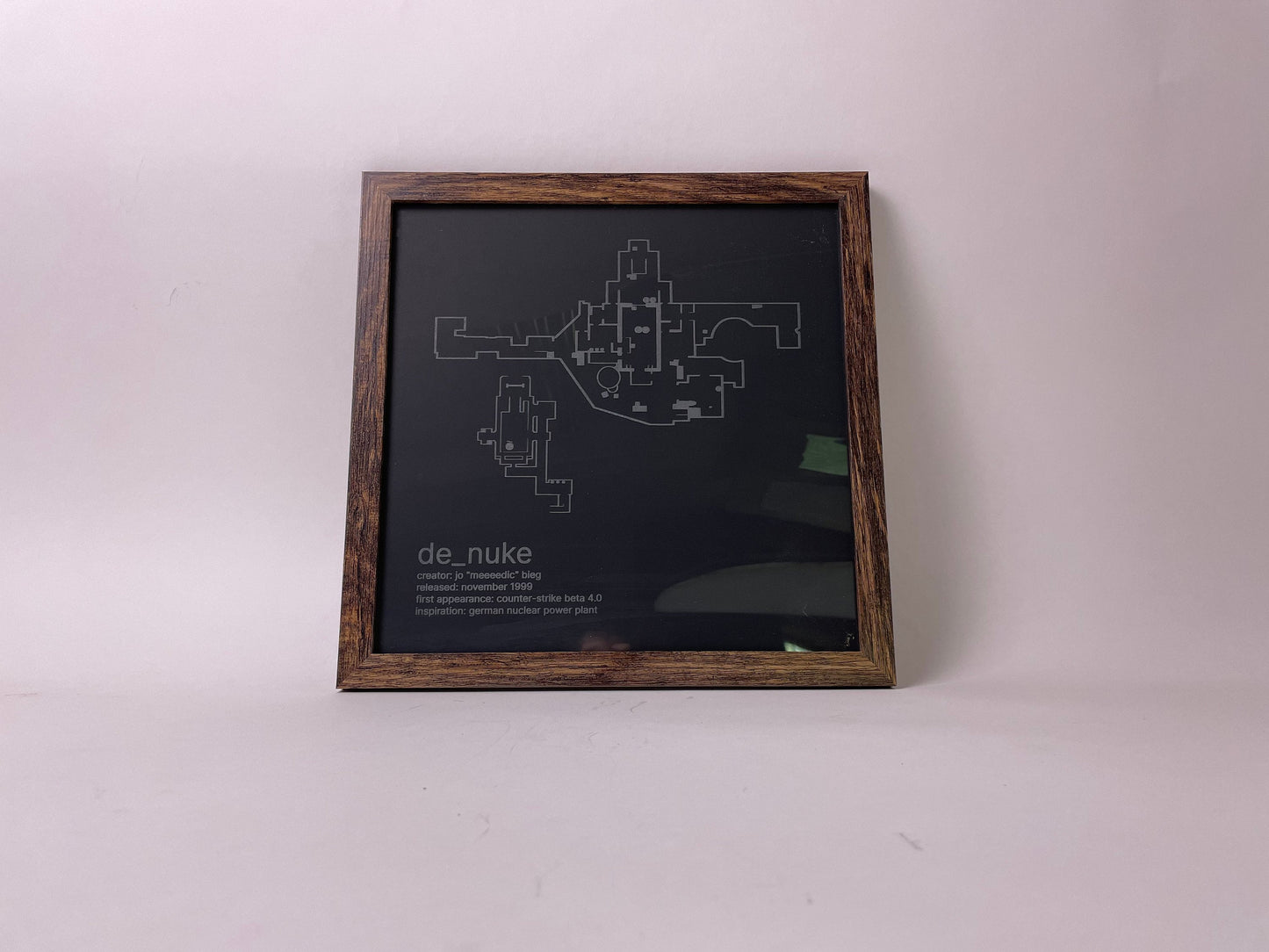 Counter-Strike Cartography - De_Nuke - Framed Etched Glass Wall Decor