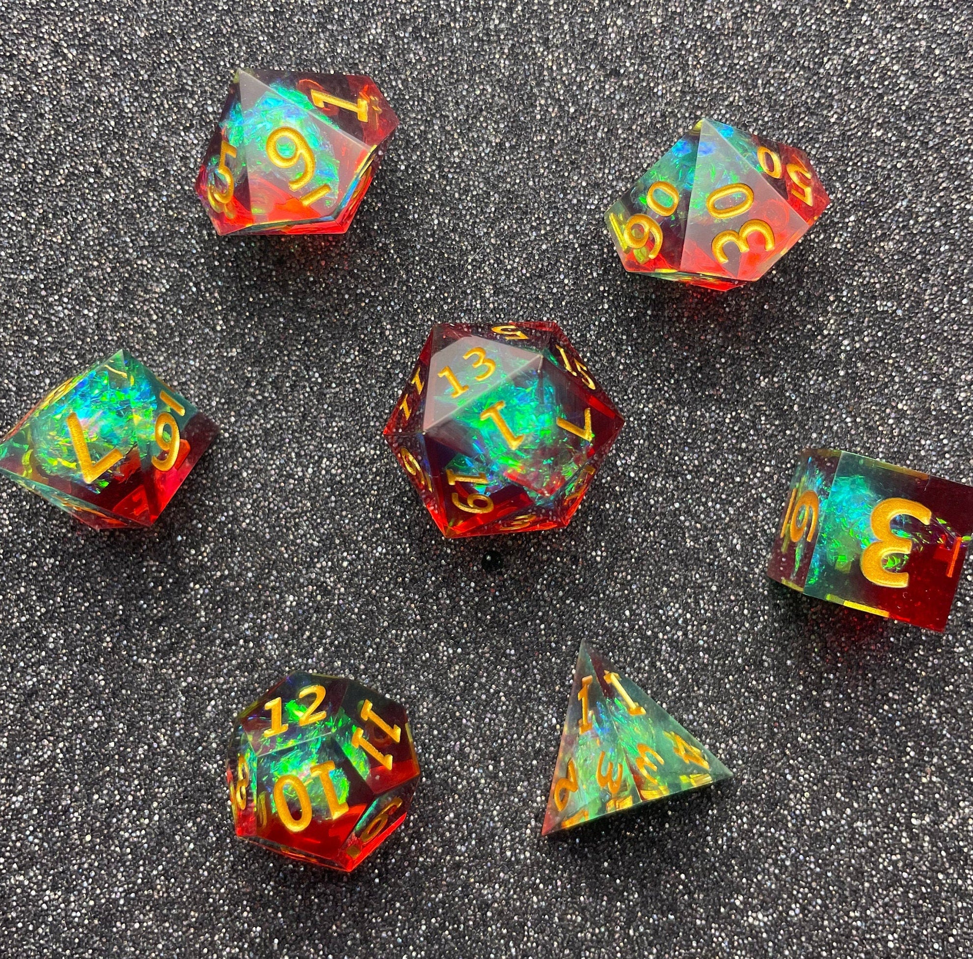 Emerald Skyfire - 7 Piece Luxury D&D Dice Set