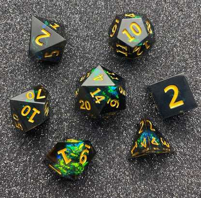 Obsidian Emerald - 7 Piece Luxury D&D Dice Set