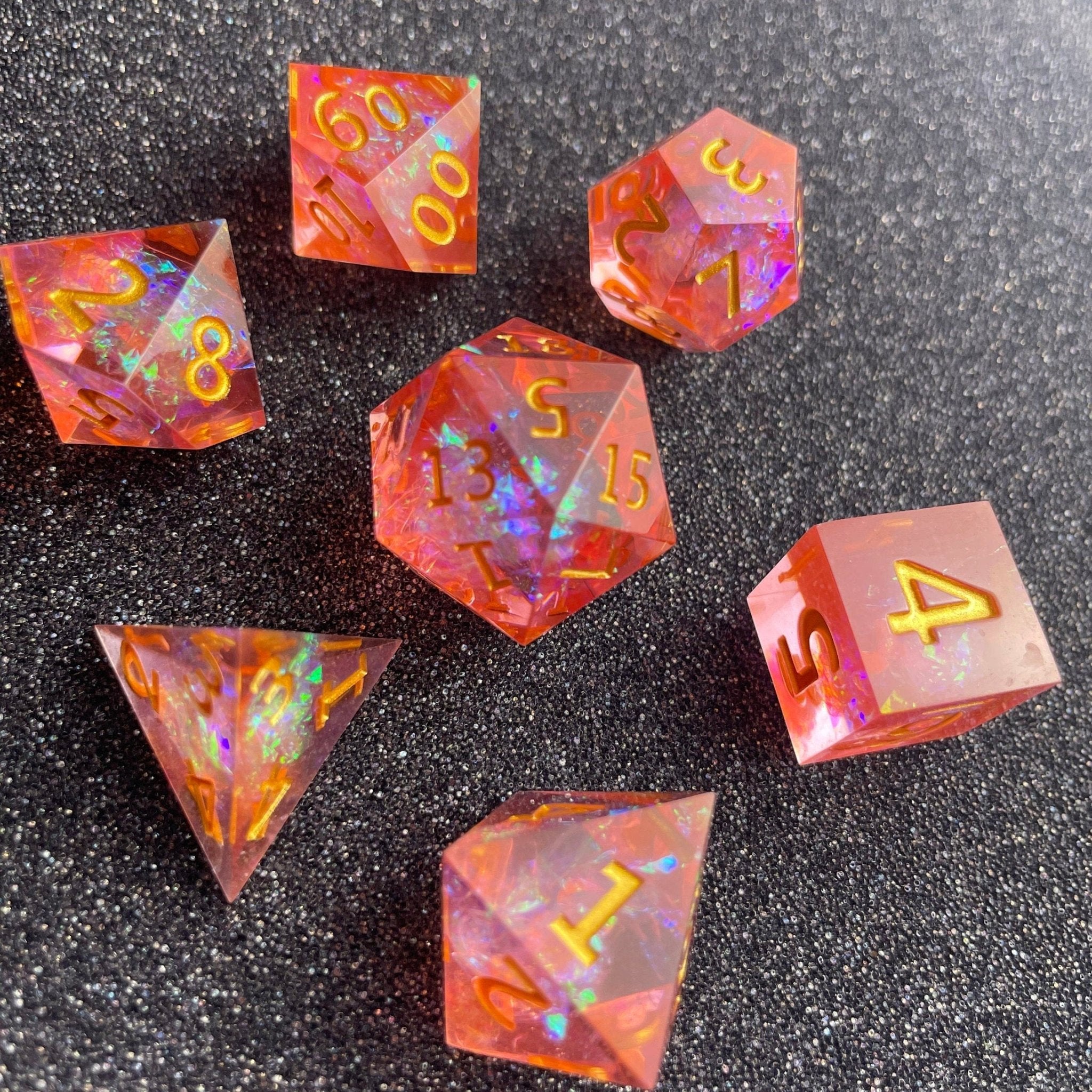 Pink Opal Prism - 7 Piece Luxury D&D Dice Set