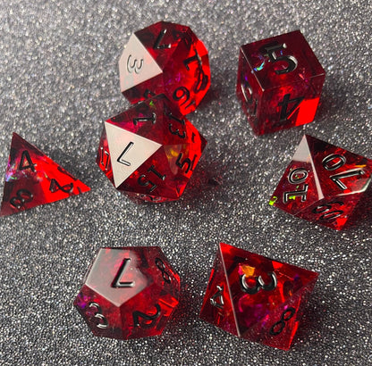 Scarlet Shadows - 7 Piece Luxury D&D Dice Set