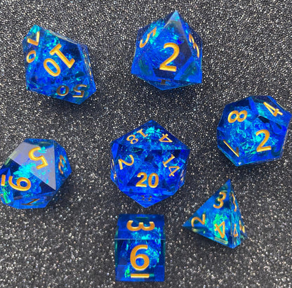 Spellforged Azurite - 7 Piece Luxury D&D Dice Set