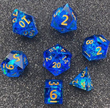 Spellforged Azurite - 7 Piece Luxury D&D Dice Set