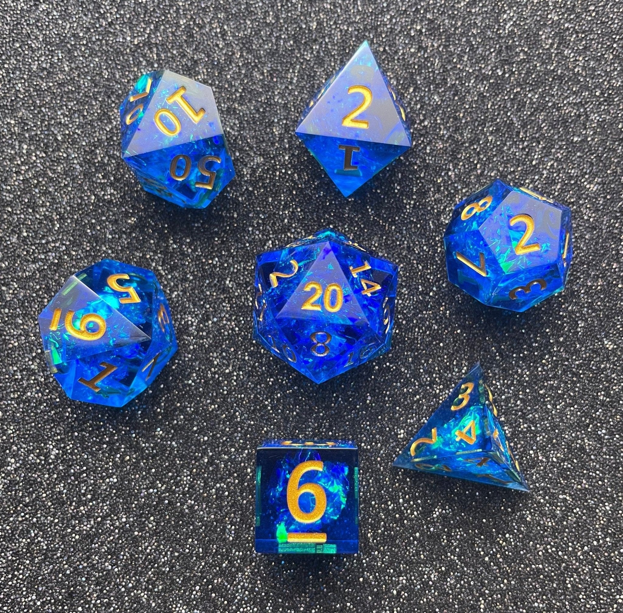 Spellforged Azurite - 7 Piece Luxury D&D Dice Set