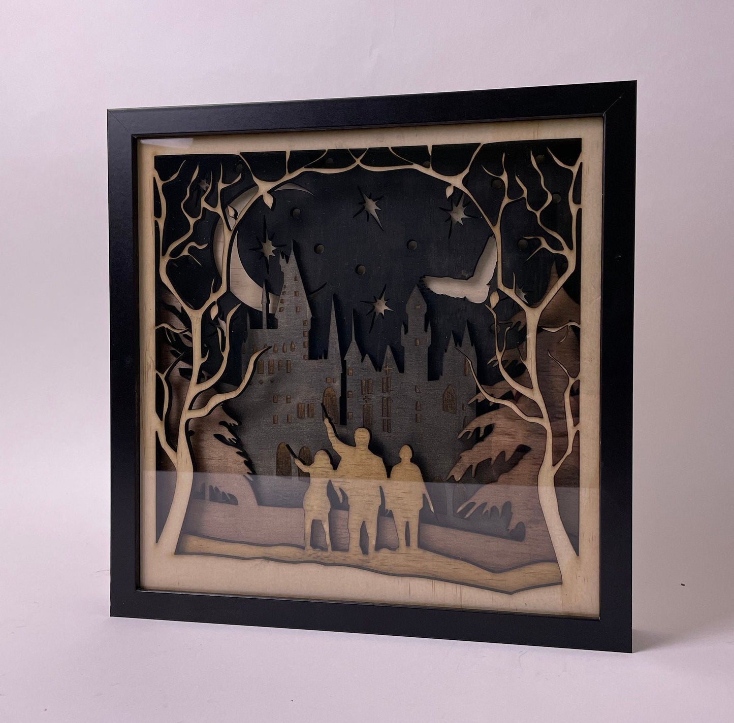 Harry Potter Shadow Box, Framed Wooden Art, Framed Harry Potter Wall Decor, Hand Made in America
