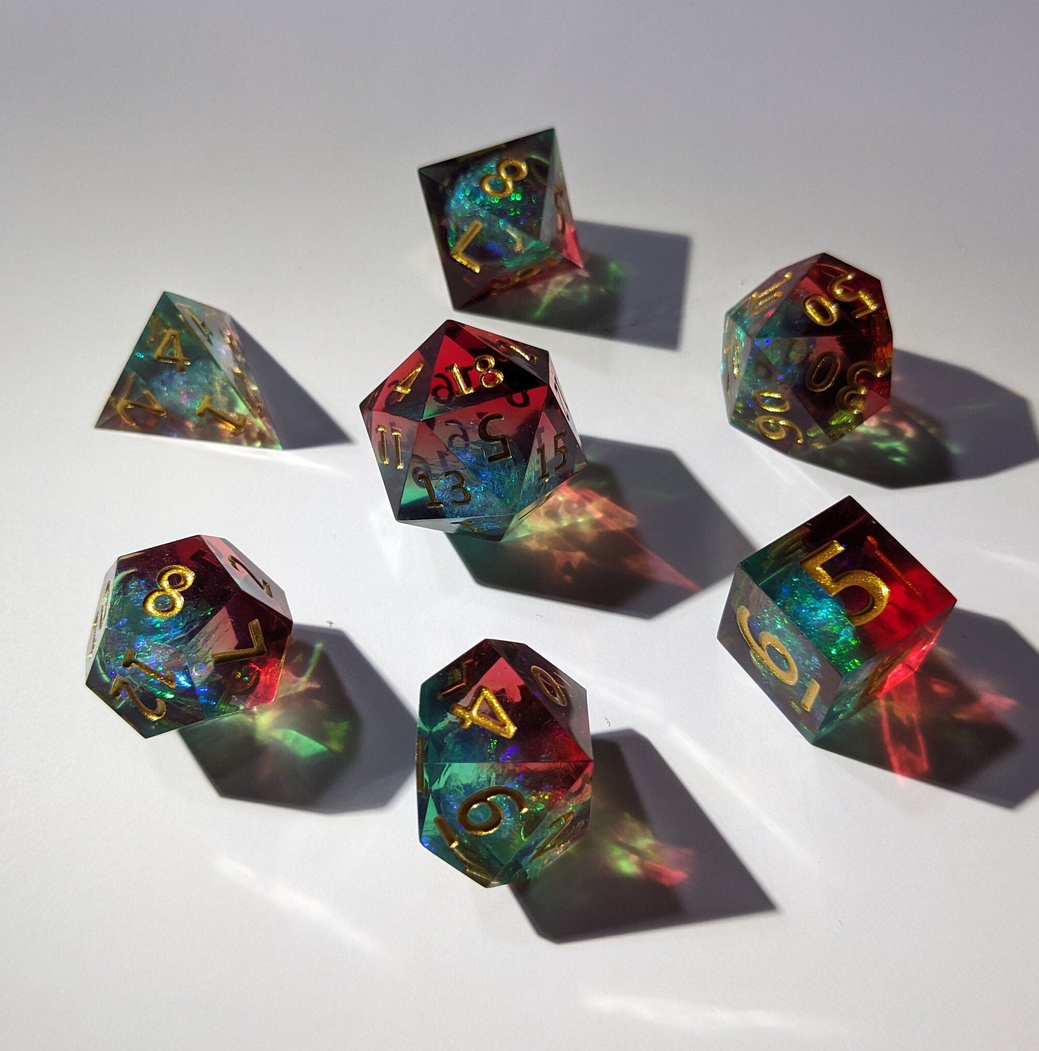 Emerald Skyfire - 7 Piece Luxury D&D Dice Set