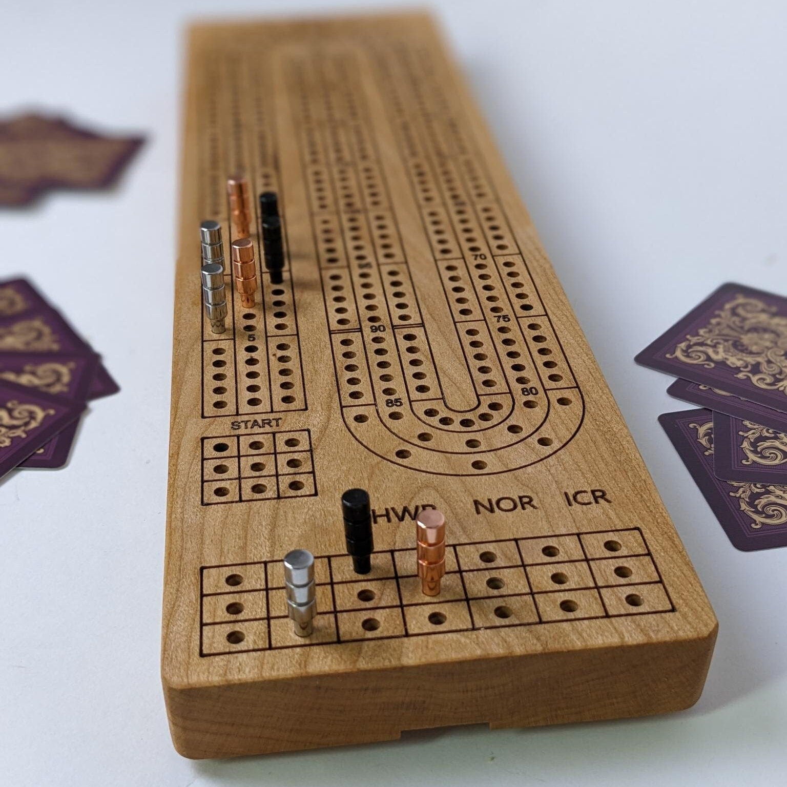 Handmade Cribbage Board - Engraved Track