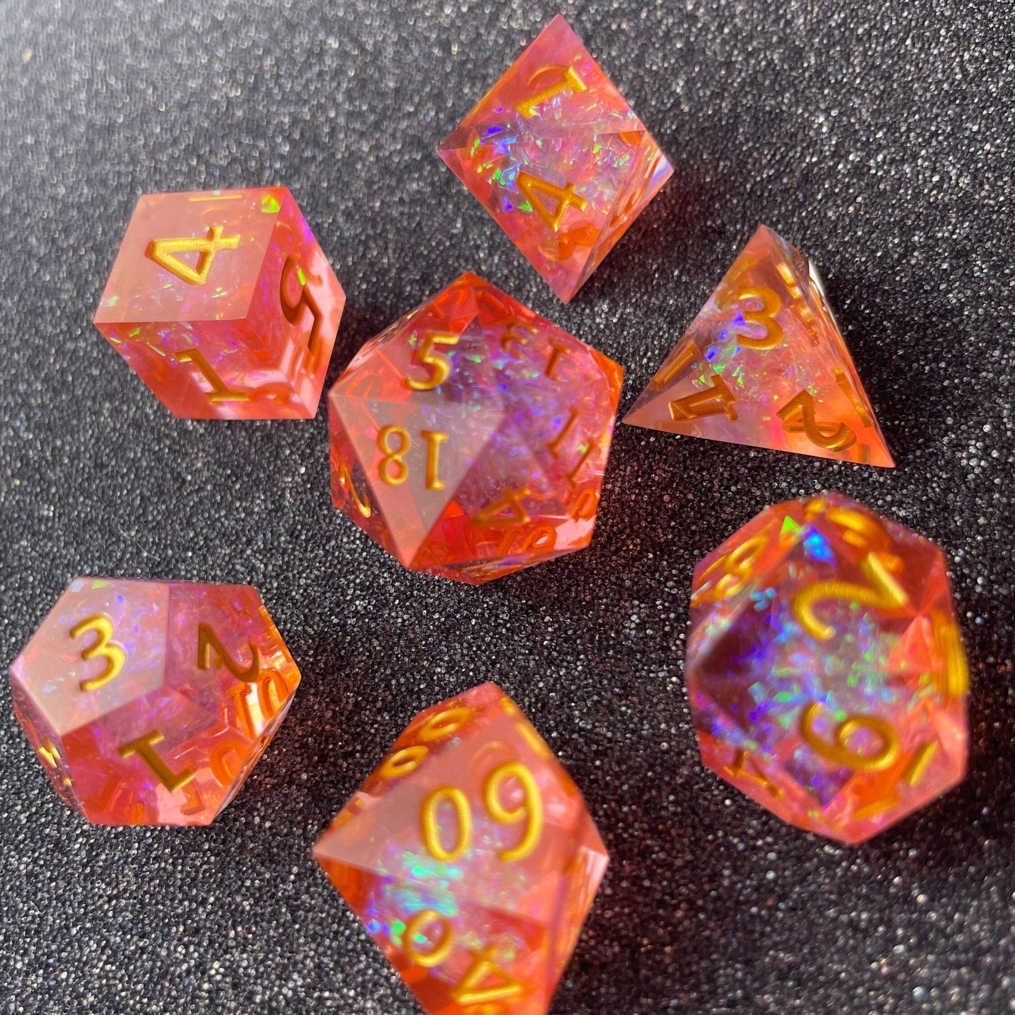 Pink Opal Prism - 7 Piece Luxury D&D Dice Set