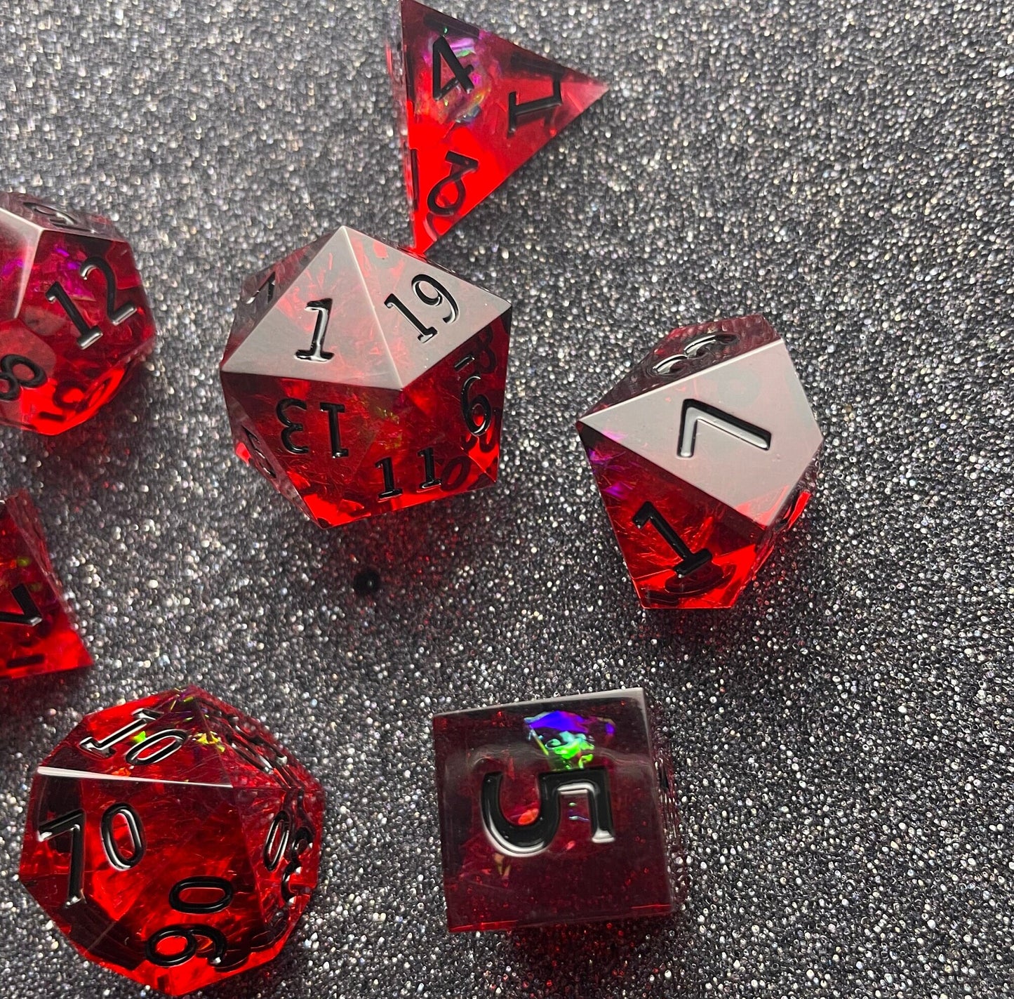 Scarlet Shadows - 7 Piece Luxury D&D Dice Set