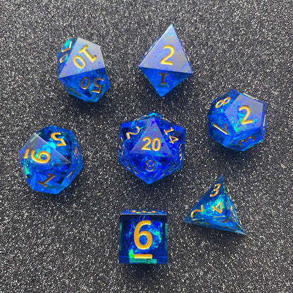 Spellforged Azurite - 7 Piece Luxury D&D Dice Set