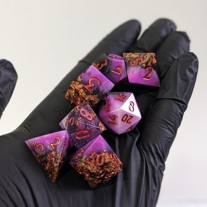 Rosefire Glimmerdice - 7 Piece Luxury D&D Dice Set