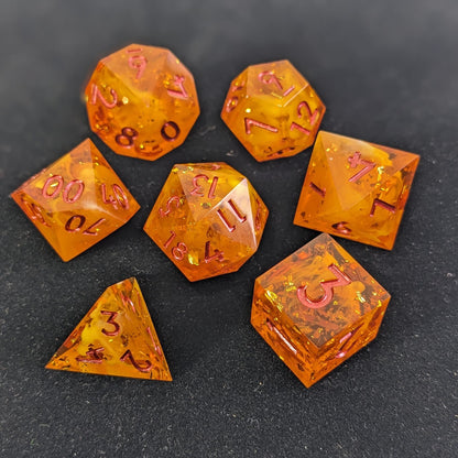 Sunfire Glintstone - 7 Piece Luxury D&D Dice Set