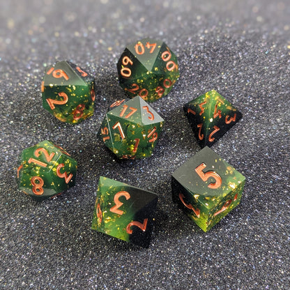 Verdigris Nightshard - 7 Piece Luxury D&D Dice Set