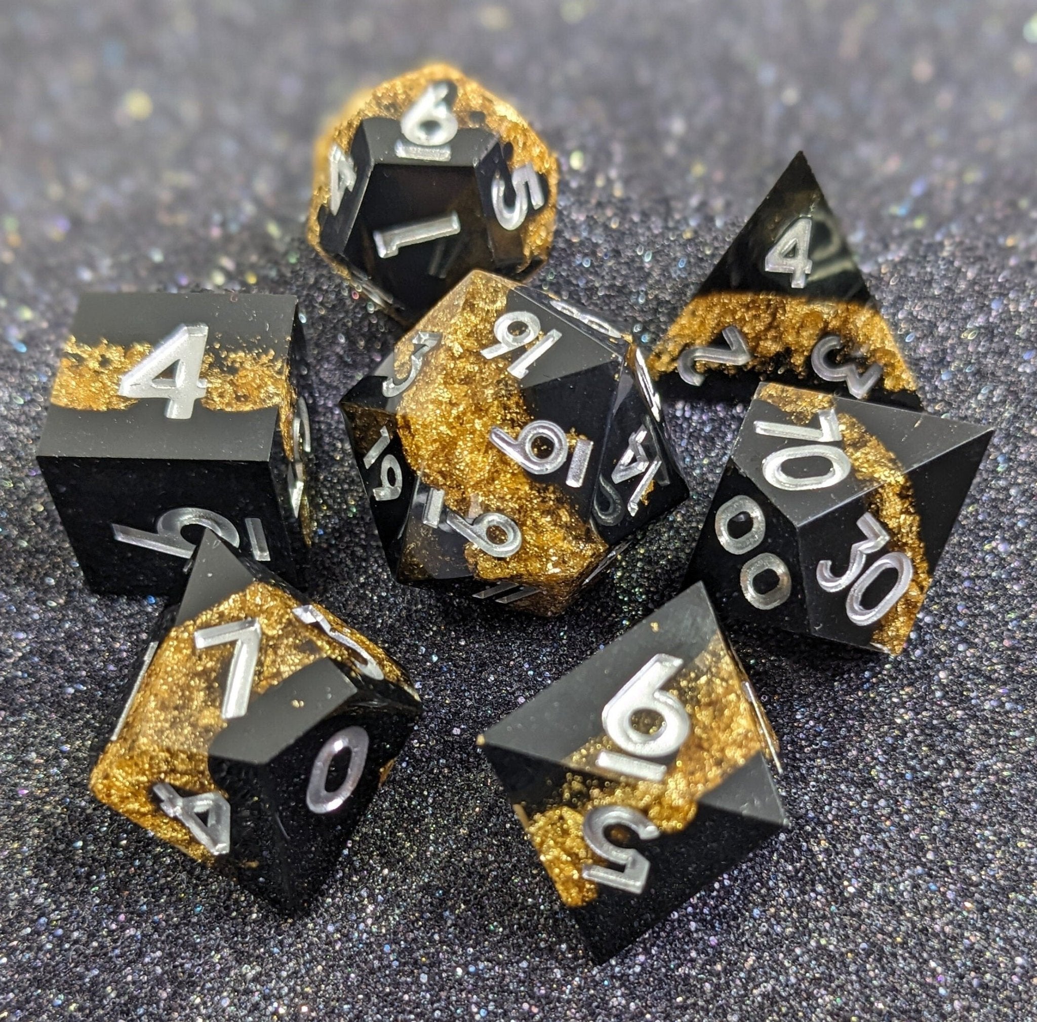 Starlit Onyx - 7 Piece Luxury D&D Dice Set