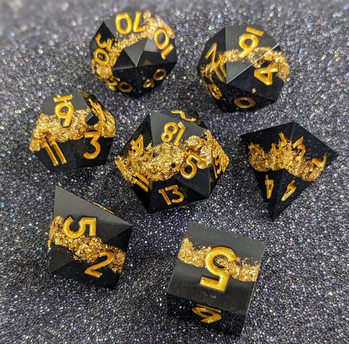 Gilded Nebula - 7 Piece Luxury D&D Dice Set