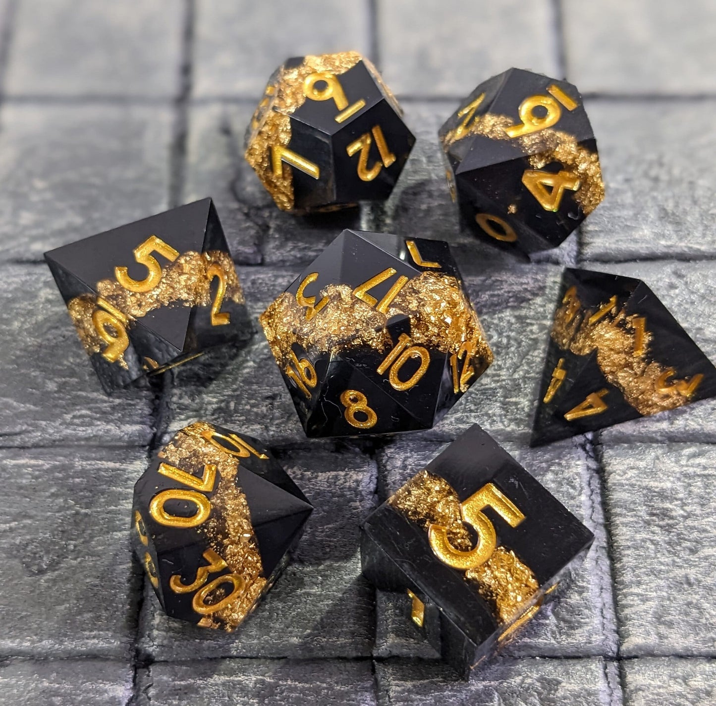 Gilded Nebula - 7 Piece Luxury D&D Dice Set