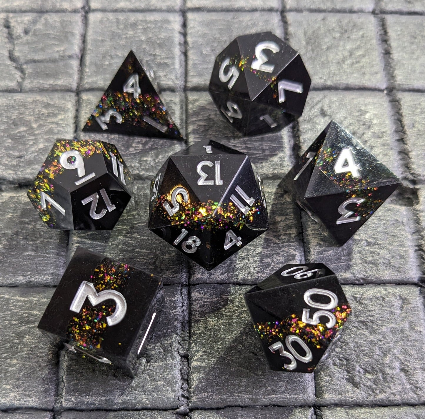 Cosmic Onyx - 7 Piece Luxury D&D Dice Set