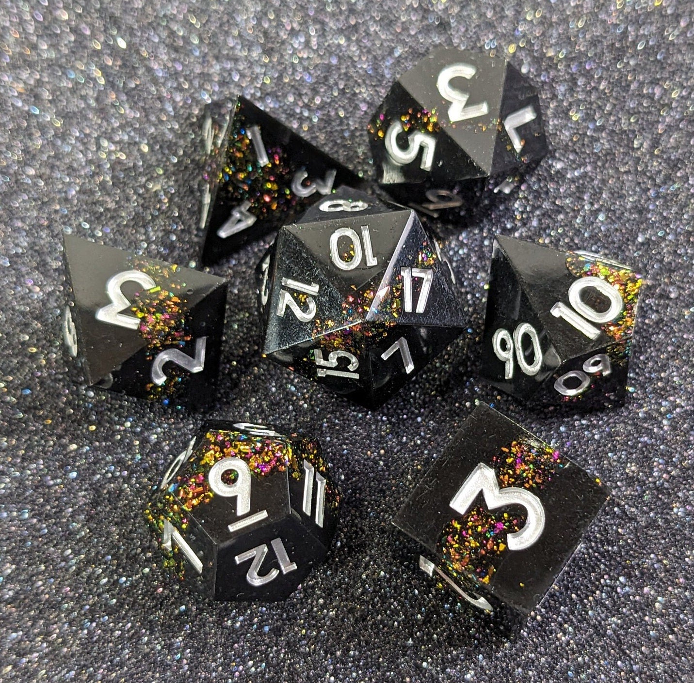 Cosmic Onyx - 7 Piece Luxury D&D Dice Set