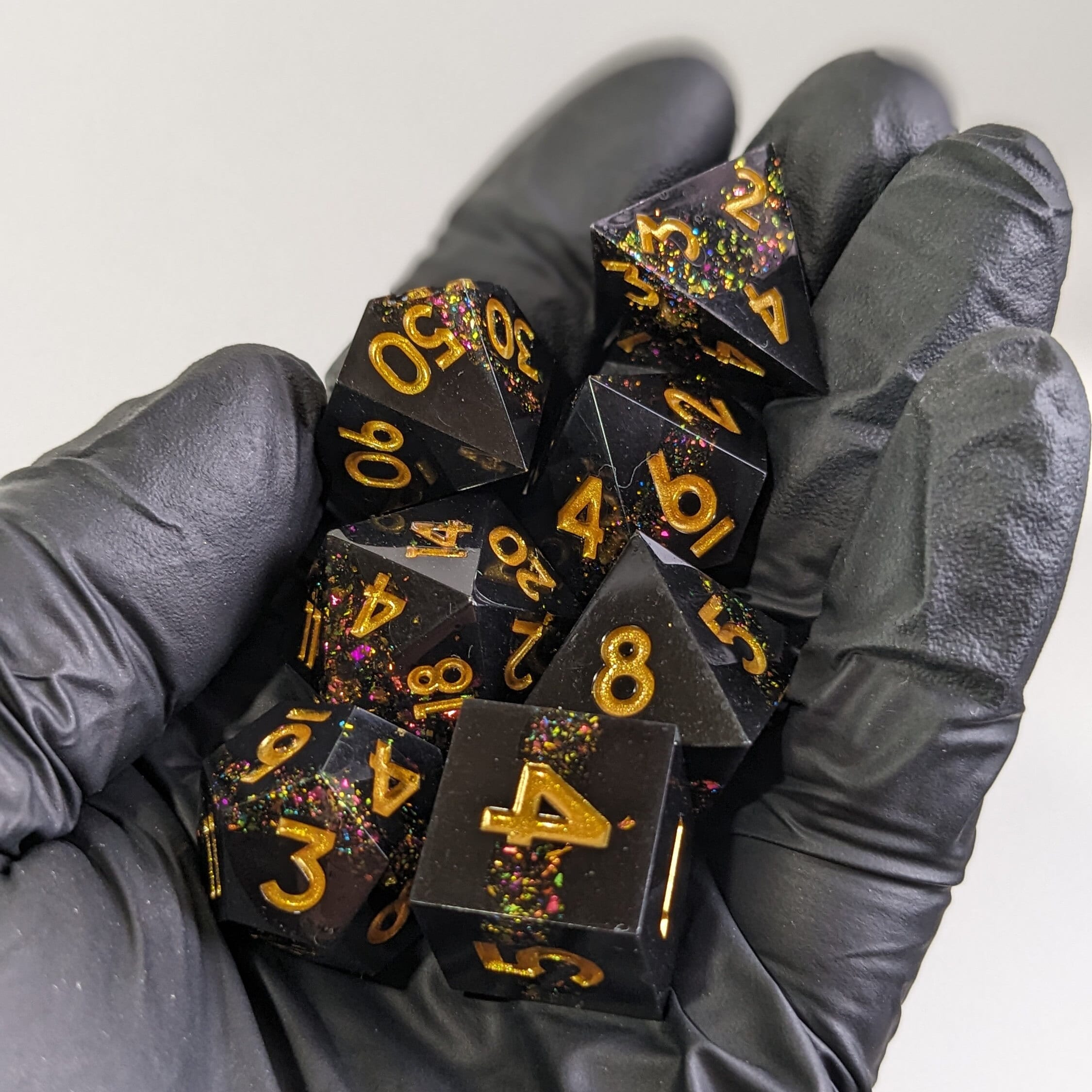 Gilded Chroma Noir - 7 Piece Luxury D&D Dice Set