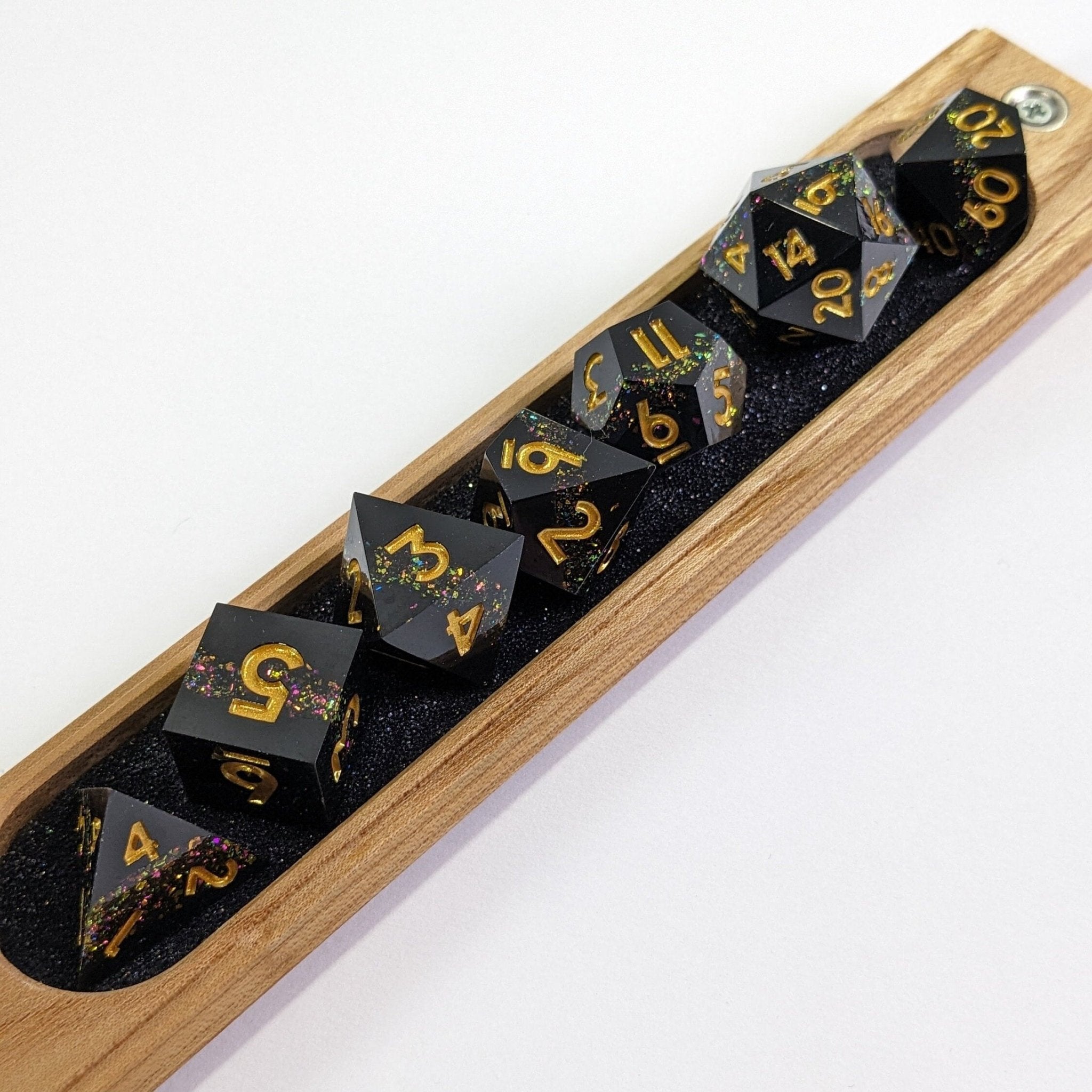 Gilded Chroma Noir - 7 Piece Luxury D&D Dice Set
