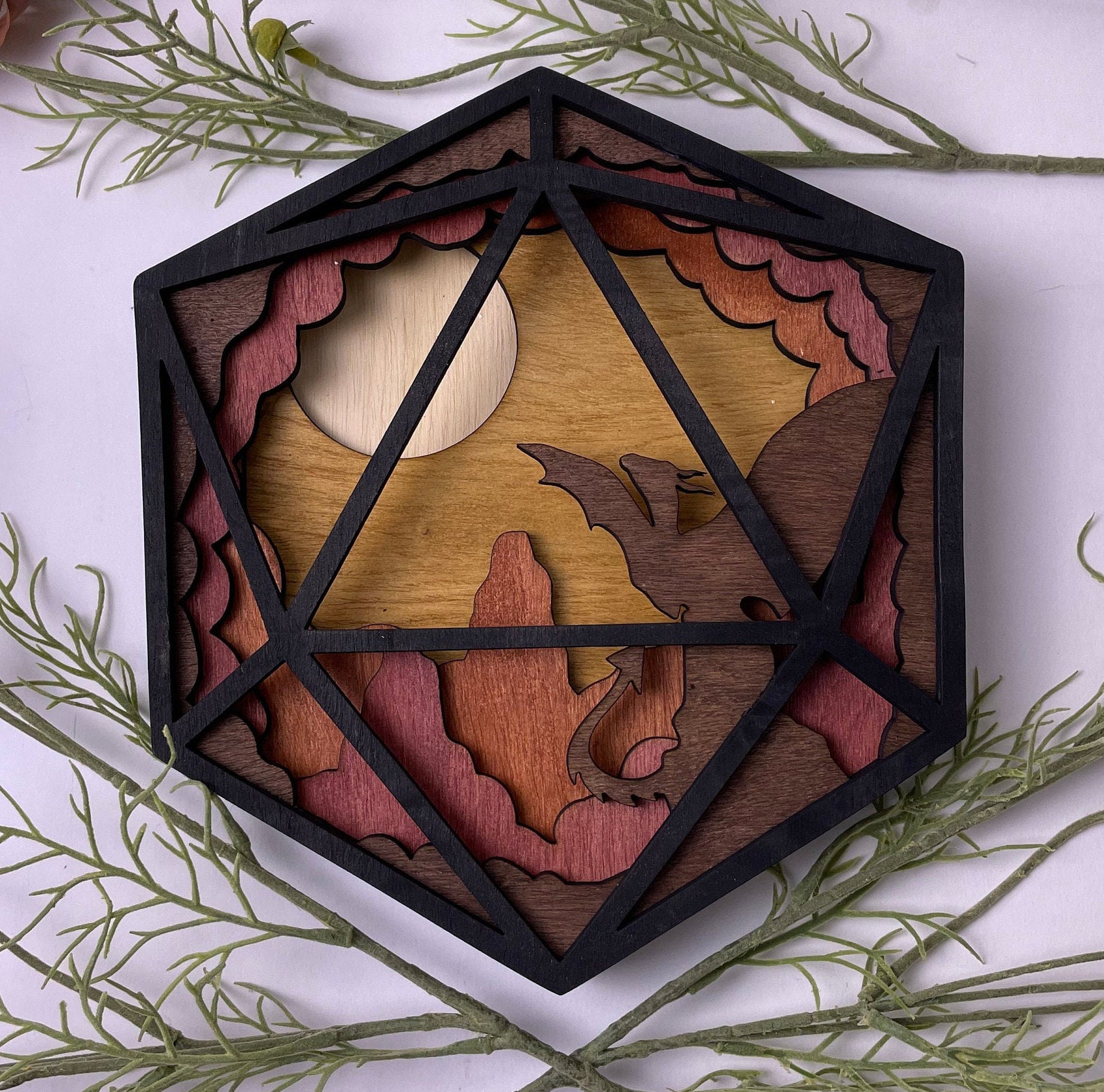 Dragon Roar - D20 Wooden Wall Art