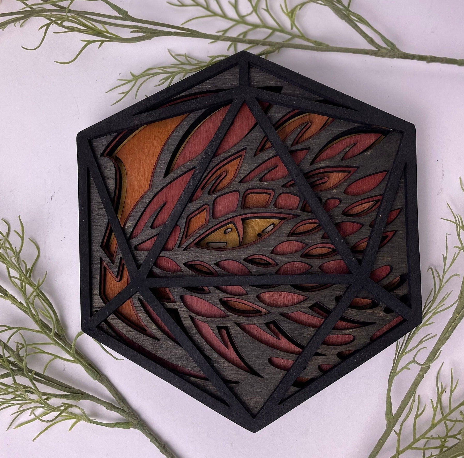 Dragon's Gaze - D20 Wooden Wall Art