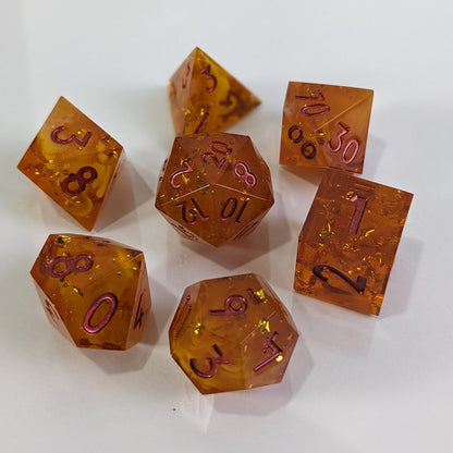 Sunfire Glintstone - 7 Piece Luxury D&D Dice Set