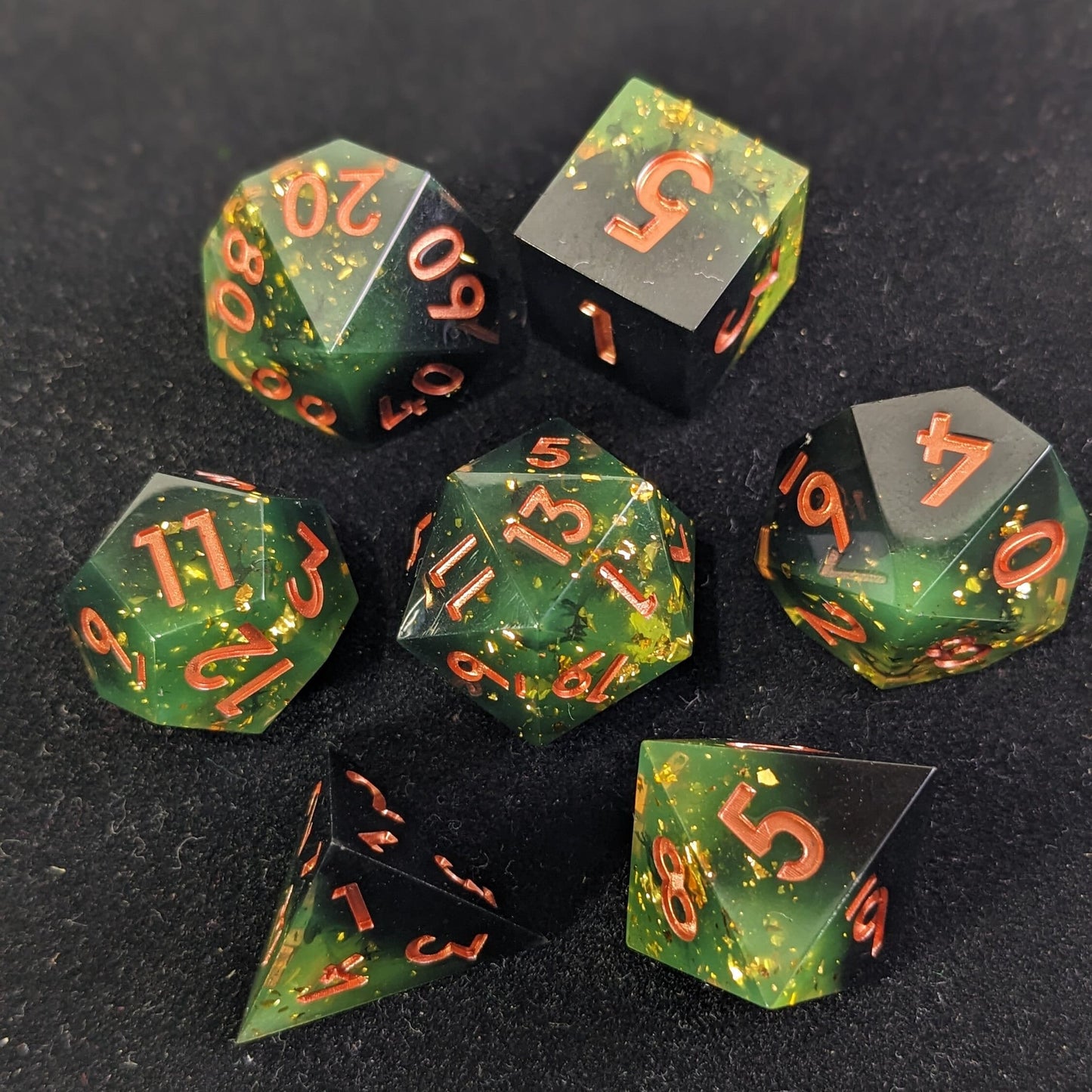 Verdigris Nightshard - 7 Piece Luxury D&D Dice Set