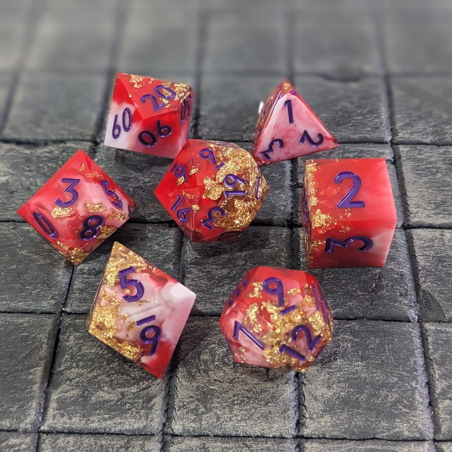 Crimson Alchemy - 7 Piece Luxury D&D Dice Set