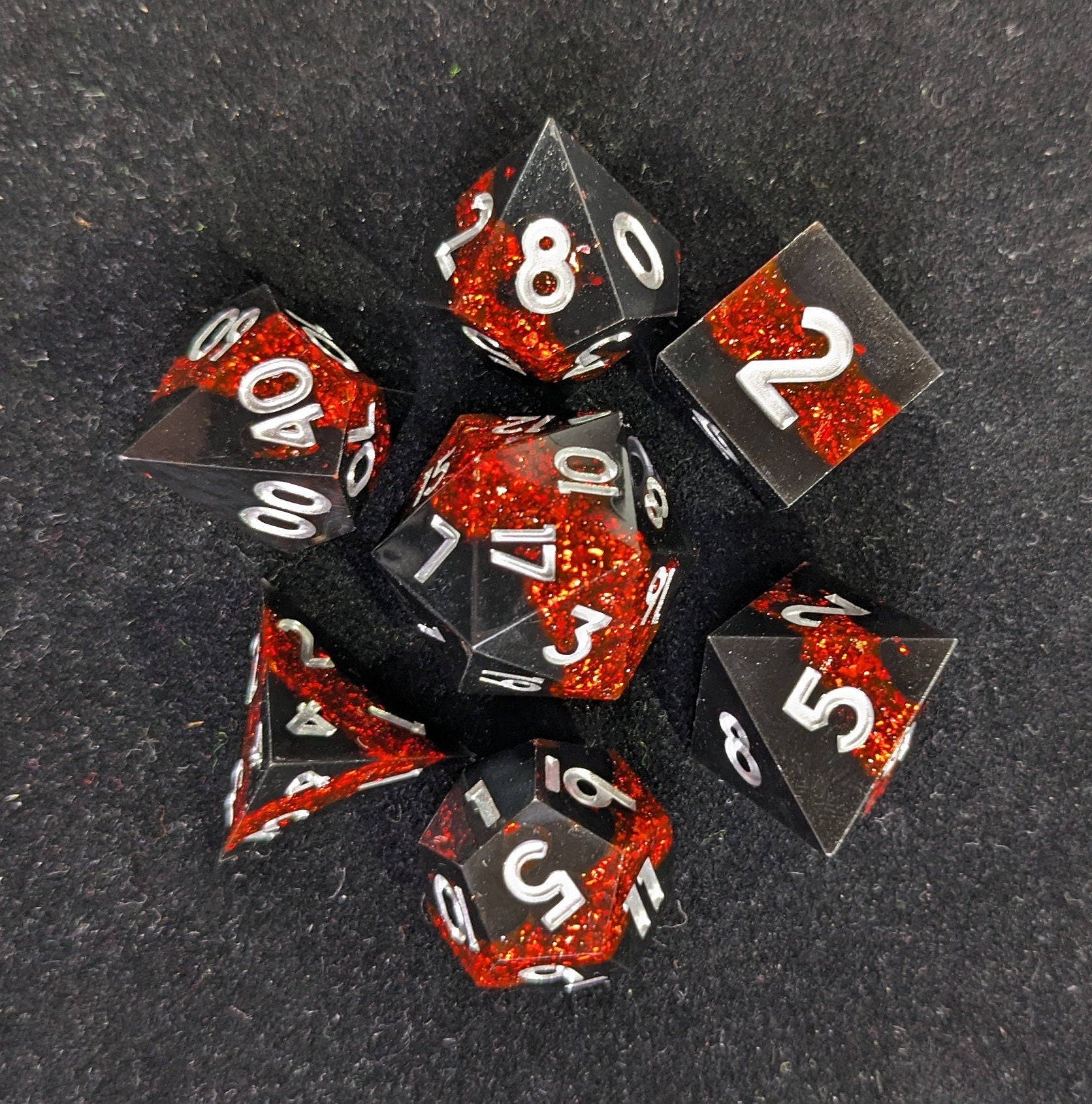 Inferno Onyx - 7 Piece Luxury D&D Dice Set