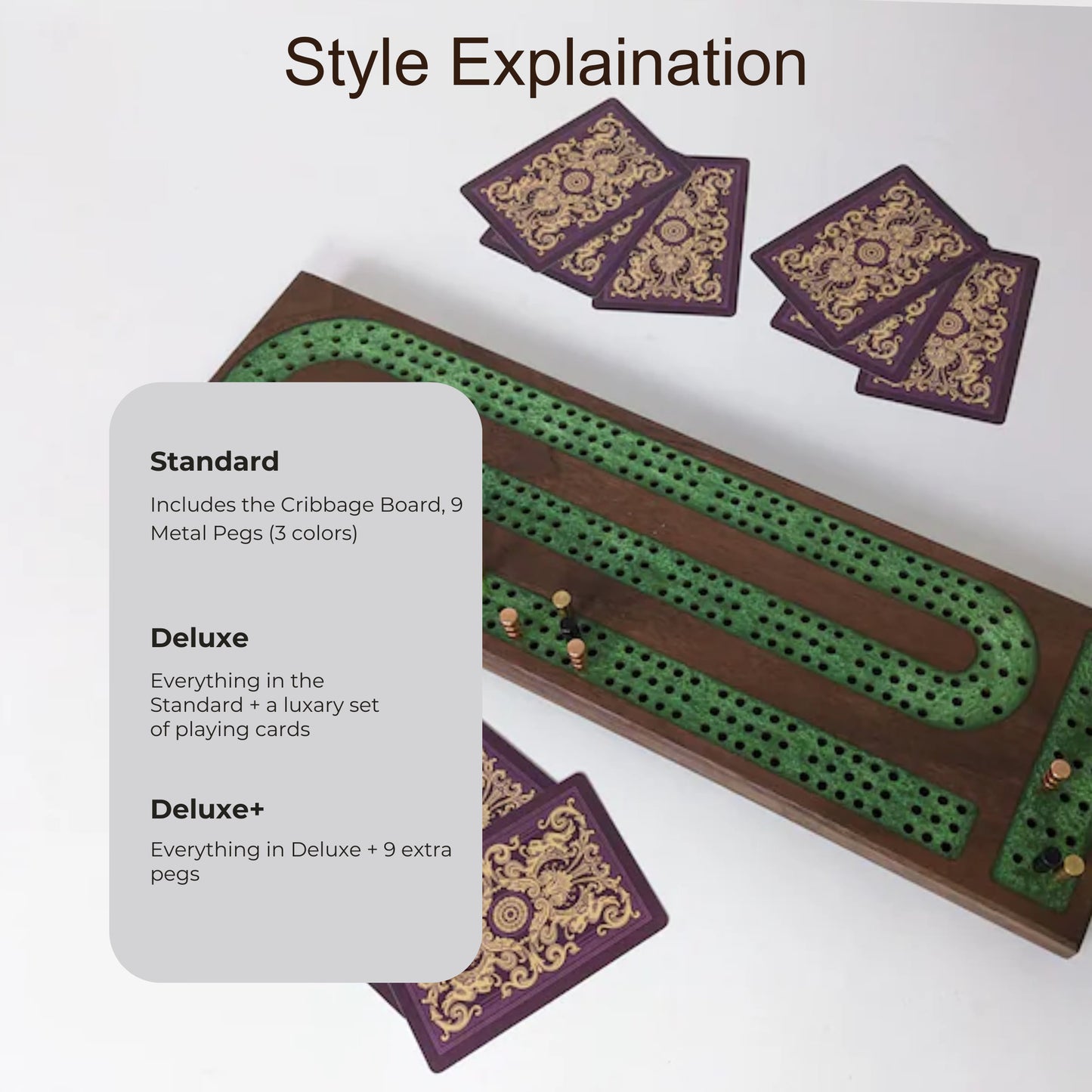 Premium Cribbage Board - Sage Green Resin Inlay