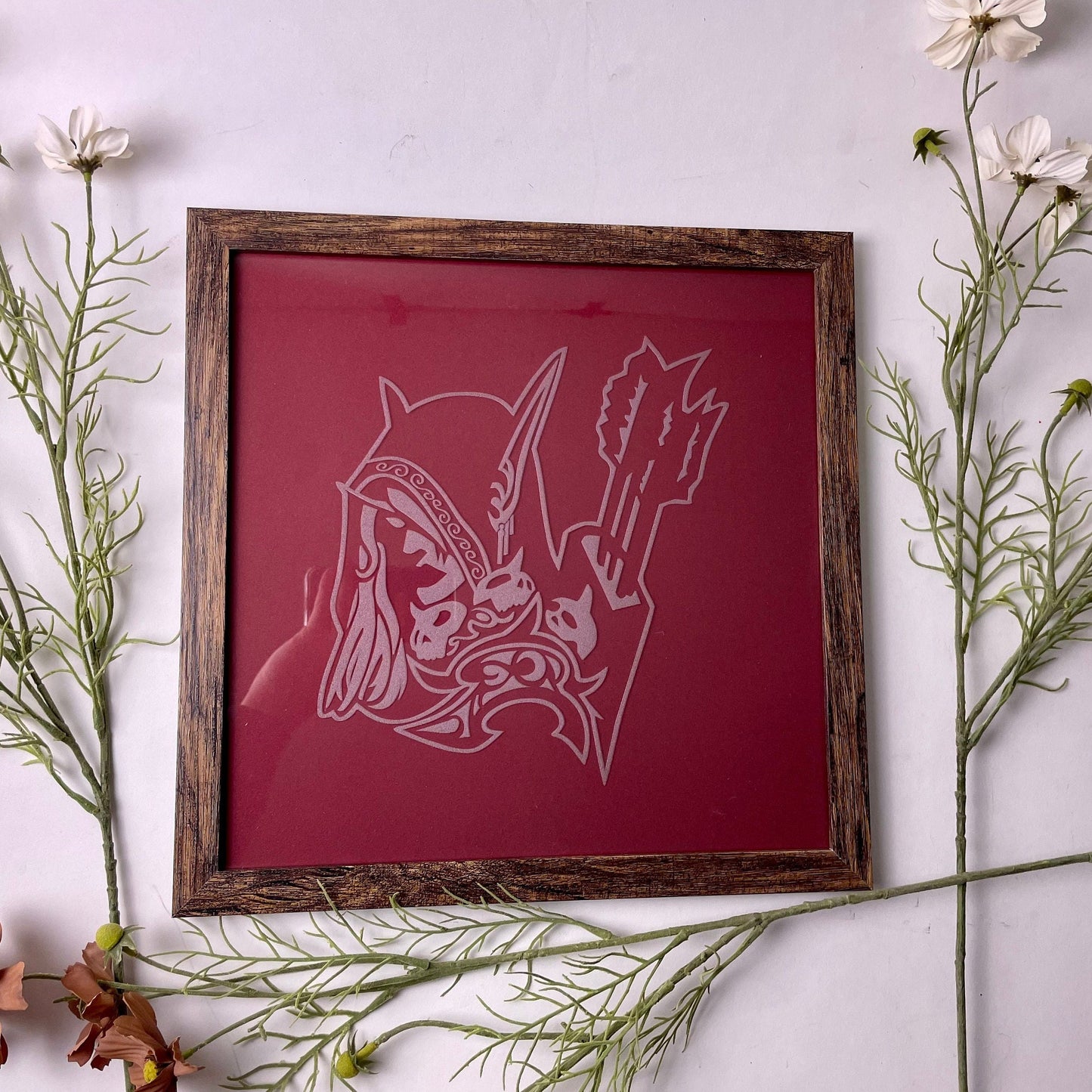 World of Warcraft Framed Wall Art - Sylvanas Wall Art Etched In Glass  - World of Warcraft Home Decor - Nerdy Gift For Him - Wow Art