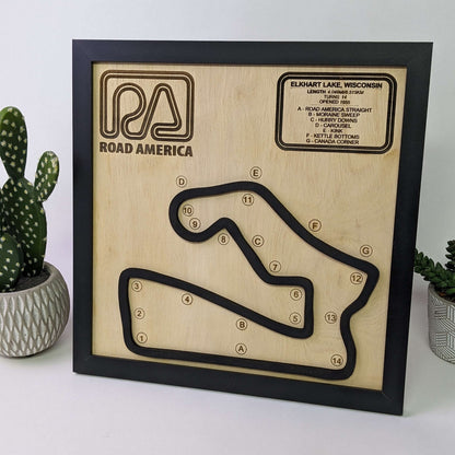 Road America Wooden Racing Art | Wooden Wall Decor | Includes Hanging Hardware | Made in USA