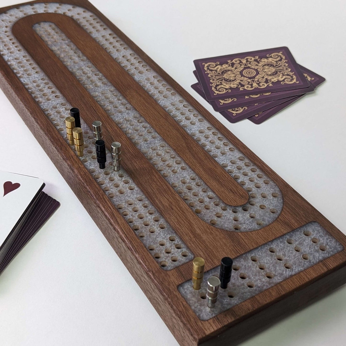 Premium Cribbage Board - Titanium Resin Inlay