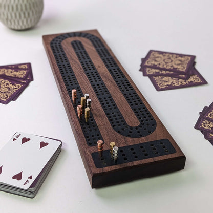 Premium Cribbage Board - Onyx Black Resin Inlay