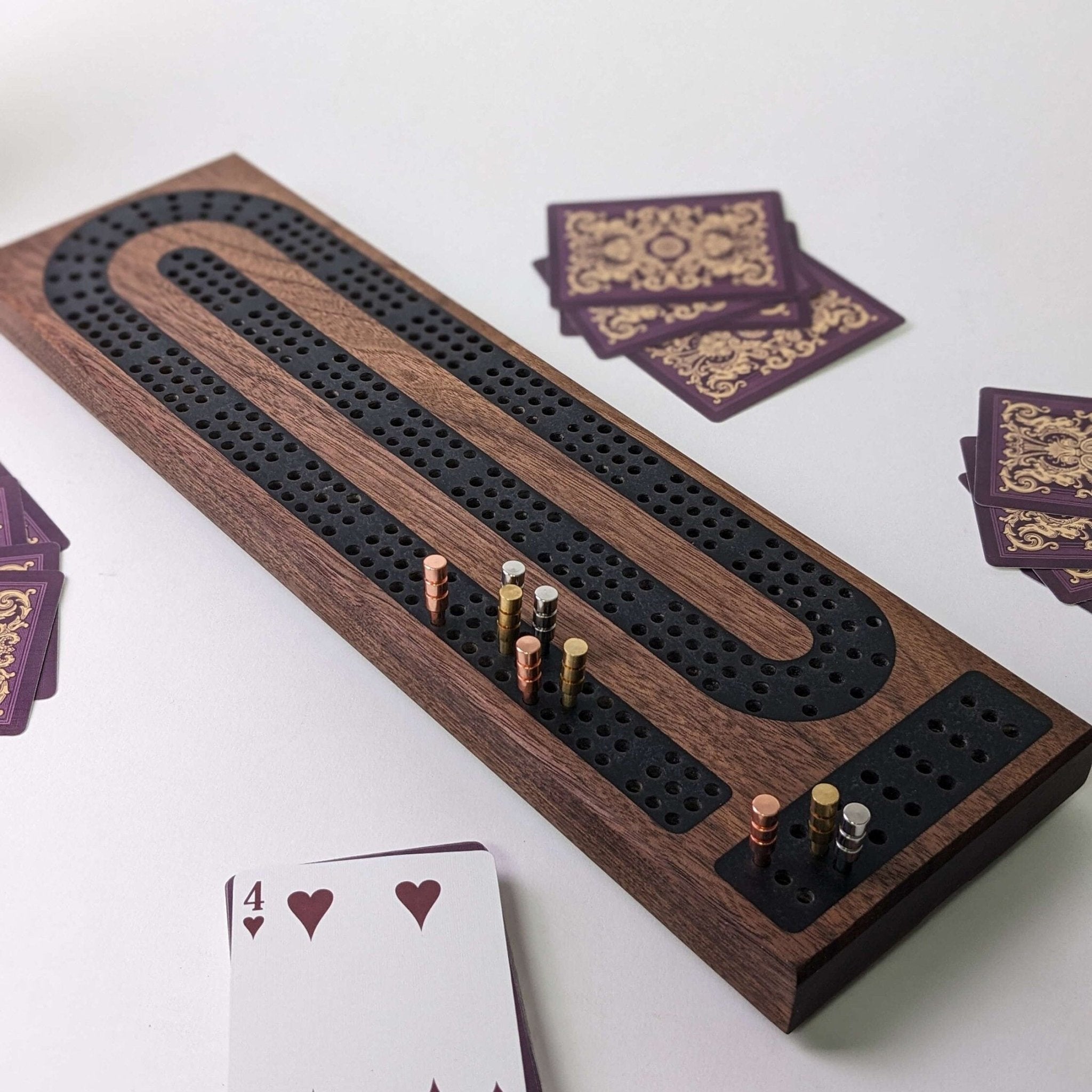Premium Cribbage Board - Onyx Black Resin Inlay